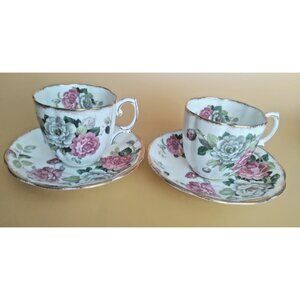 Vintage Royal Albert Tea Cup & Saucer Sets(2) "Evening Rhapsody" Countess Shape